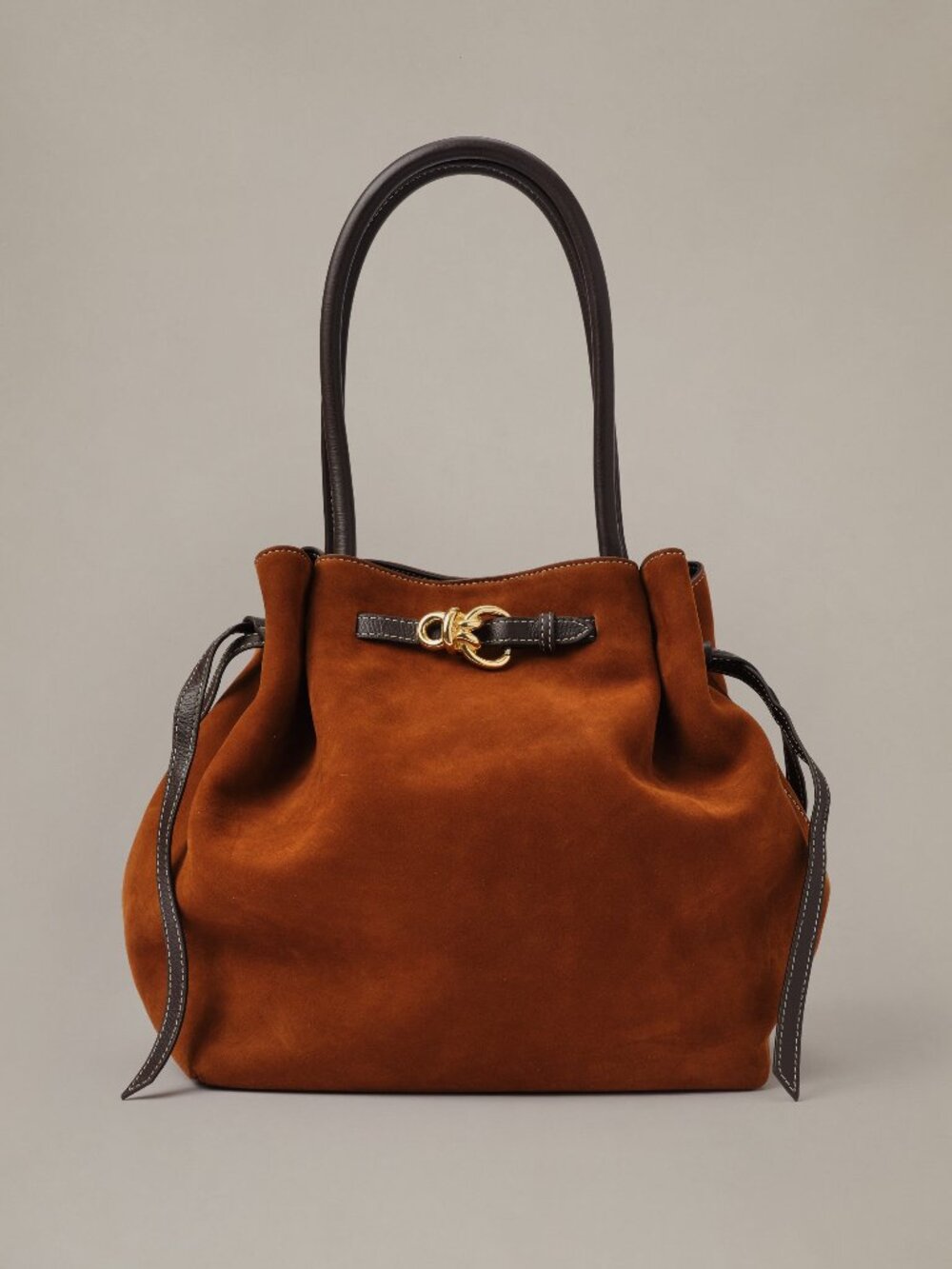 J McLaughlin The Lex Suede Tote Bag - Saddle/Dark Brown NEW
